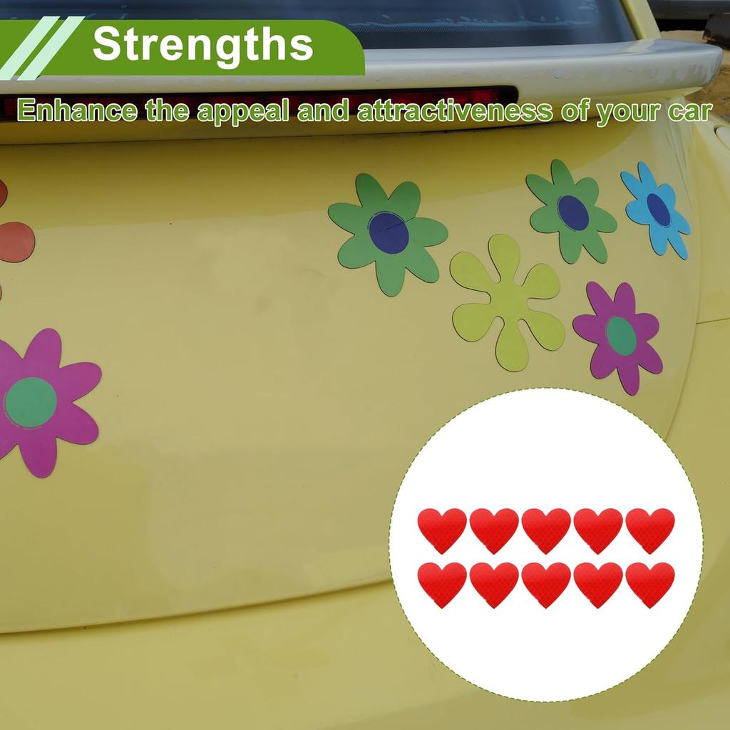 Reflective Bumper Decal Red Heart Rhombus Grid Reflective Car Sticker Personalized Decoration Vehicle Body or Door or Window
