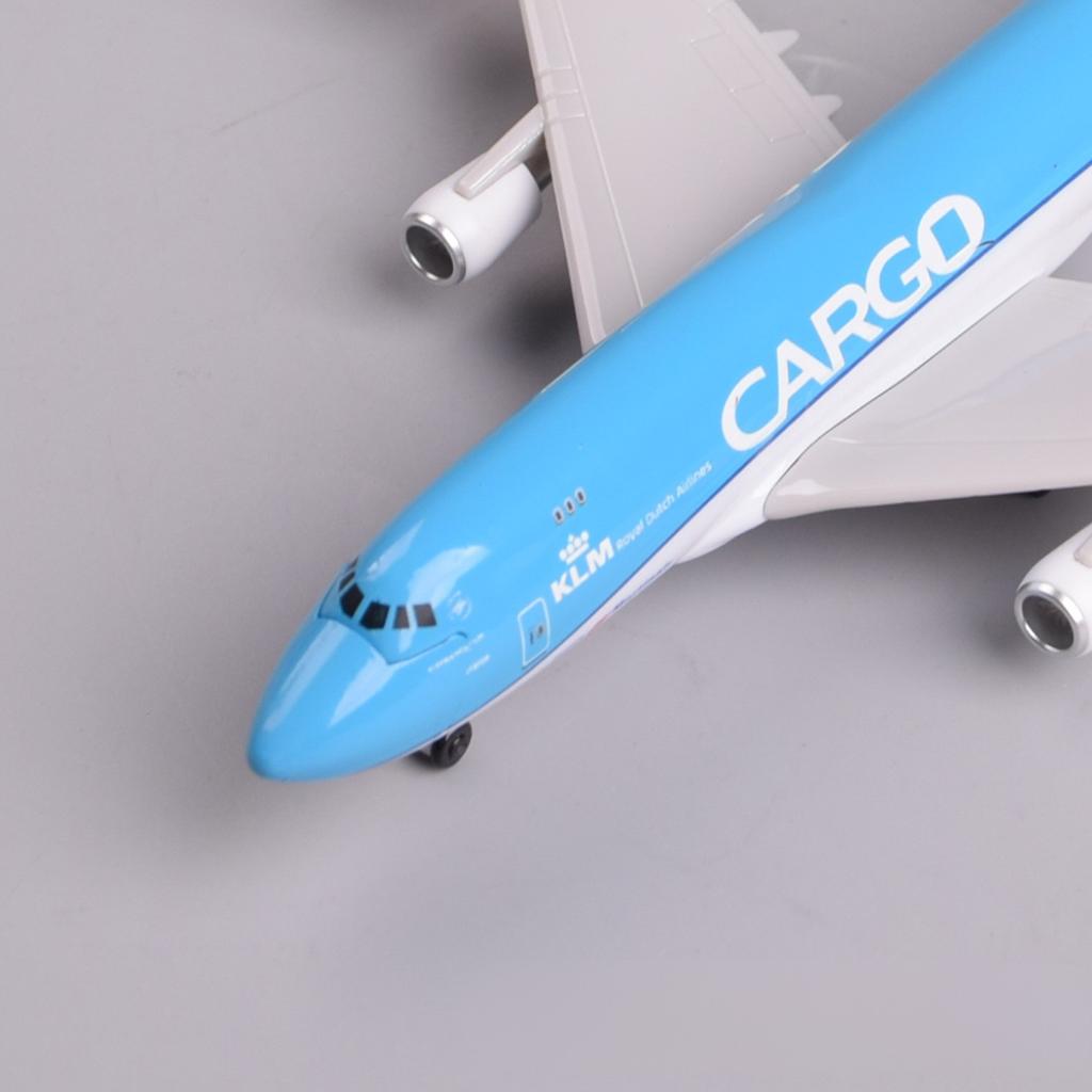 20cm KLM B747 Cargo Airplane Model Toy Kit Cabin Door Openable with Stand and Wheel for Display Collection or Adult Gift