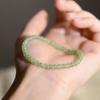Natural Hetian Jade Bracelet for Women, Ultra-Fine4mm Green jade bead bracelet layered with plain rings in a forest style