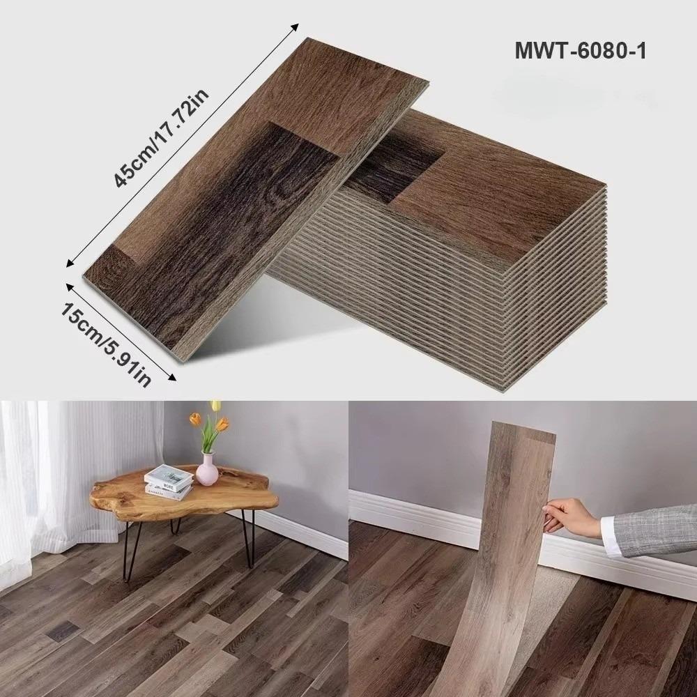 16 Stück/Set Selbstklebende Bodenaufkleber DIY Holzmaserung Wandaufkleber Hitzebeständig Wasserdicht Imitations-Wandfliesen