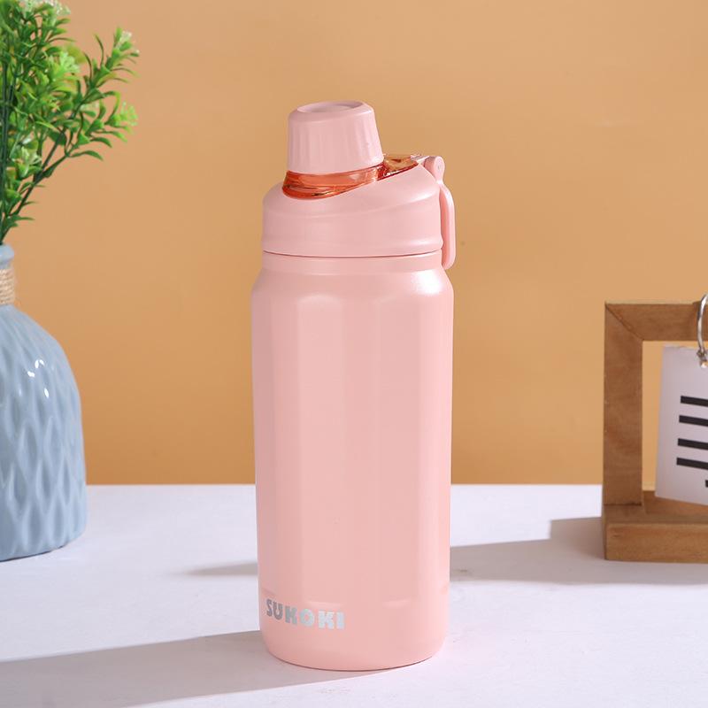 Large Capacity Portable Travel Thermos Cup Stainless Steel Straight Drink Water Bottle Girls Outdoor Sports Fitness Water Cup