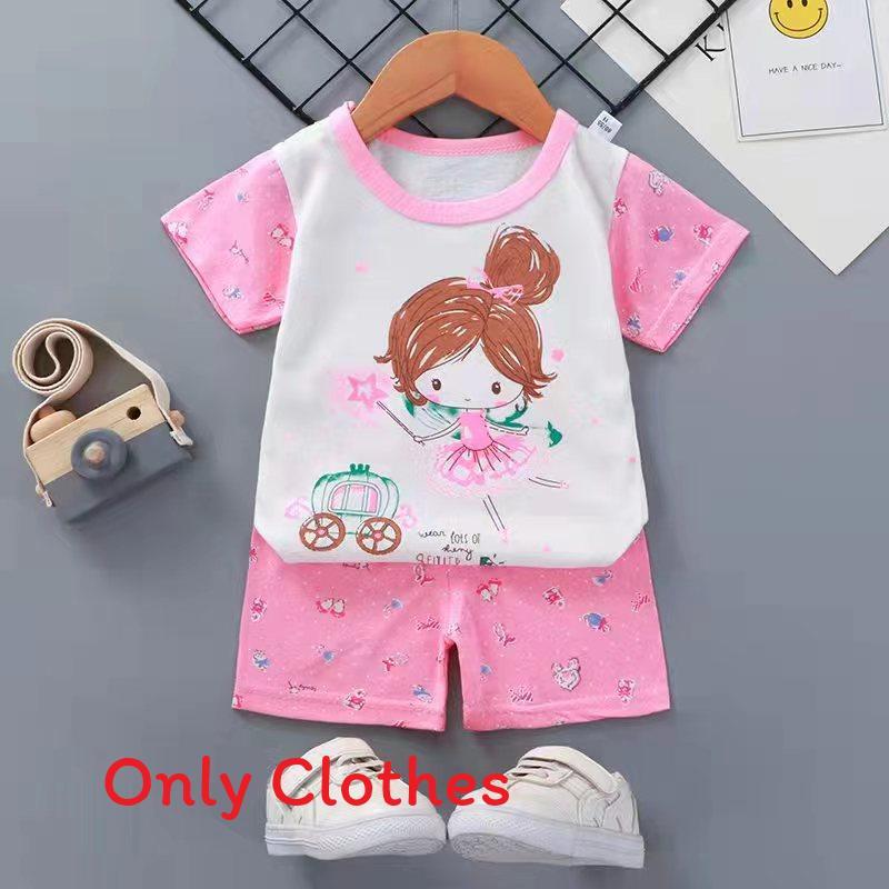 Baby Cartoon T Shirt Shorts Set With Cotton Fabric For Kids Ages 3 To 8