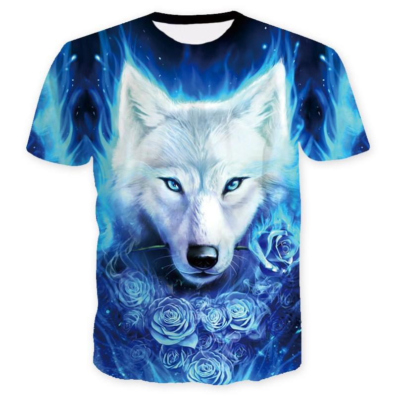 3D Digital Printed Animal Fox Print Men's Short Sleeved Casual Sports T-shirt