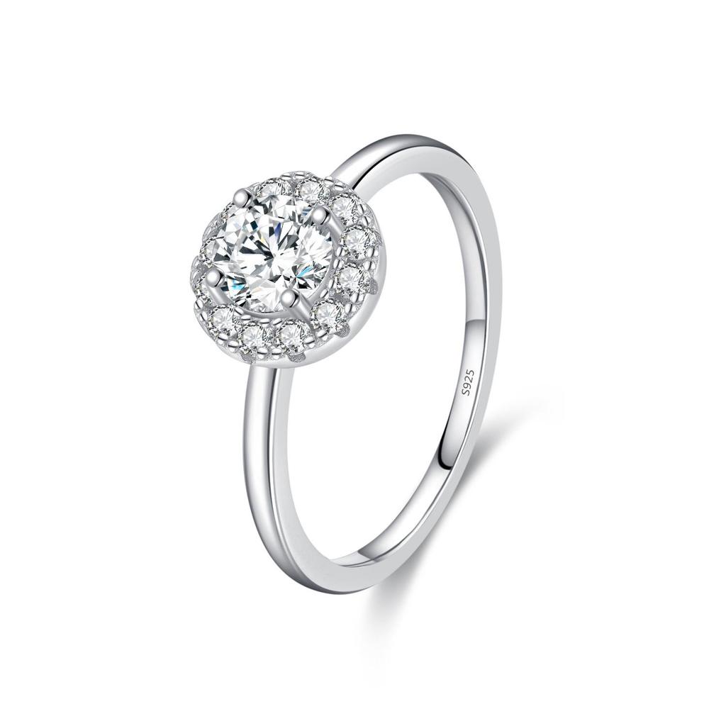 Elegant Moissanite S925 Sterling Silver D-Color Ring for Women - 50-Point High-End Ins Style.