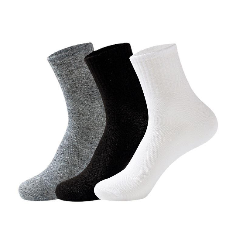 Men's Summer Breathable Mid-Calf Socks - Sweat-Absorbing, Thin, Solid Color for Casual and Business Wear