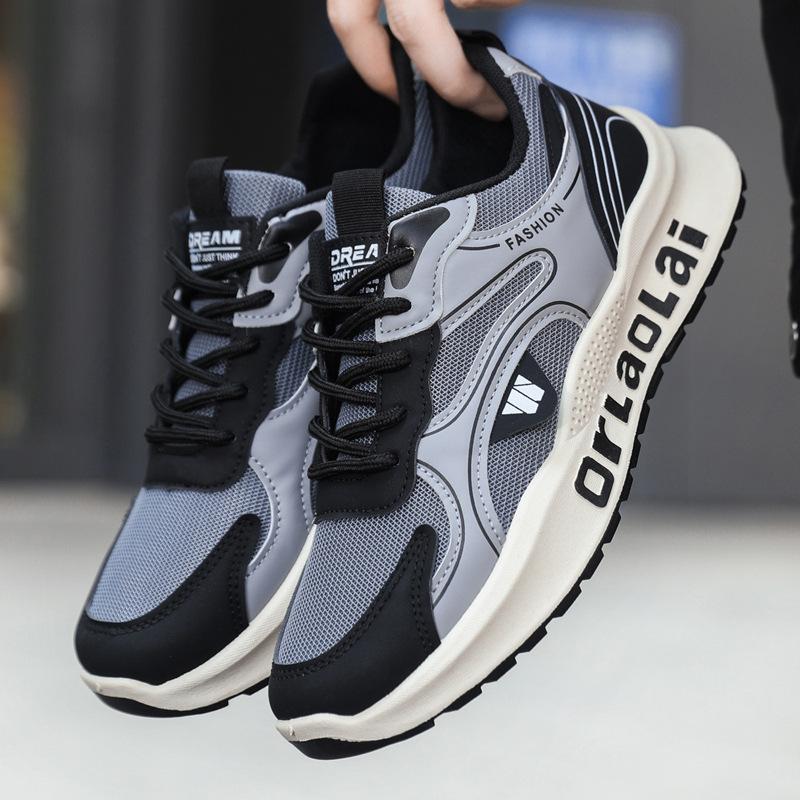 

Men s shoes 2025 new spring sports shoes breathable shoes men s soft-soled casual shoes trendy versatile dad shoes 39 чёрный