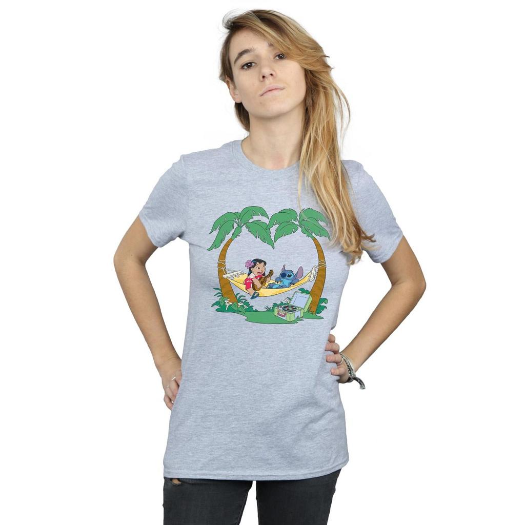 Disney Womens/Ladies Lilo And Stitch Play Some Music Cotton Boyfriend T-Shirt