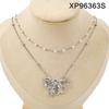 Elegant Gold Plated Double Layer Bow Pendant Necklace for Women - Titanium Steel Clavicle Chain, European American Style