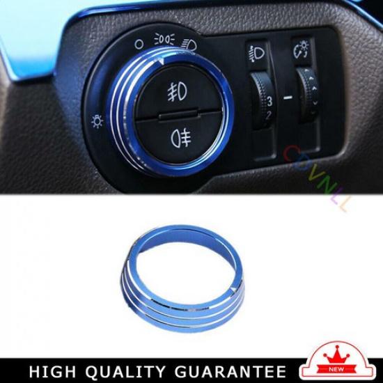 Headlight Button Frame Button Trim For Chevrolet Cruze 2010-2015 Blue Aluminum