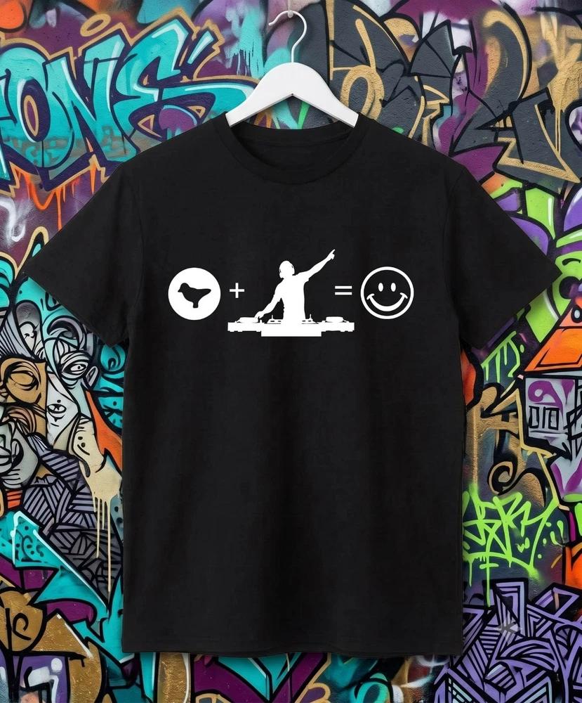 Retro 90s Rave Tshirt Dove Dj Smiley Face Graphic Tee Black Unisex S