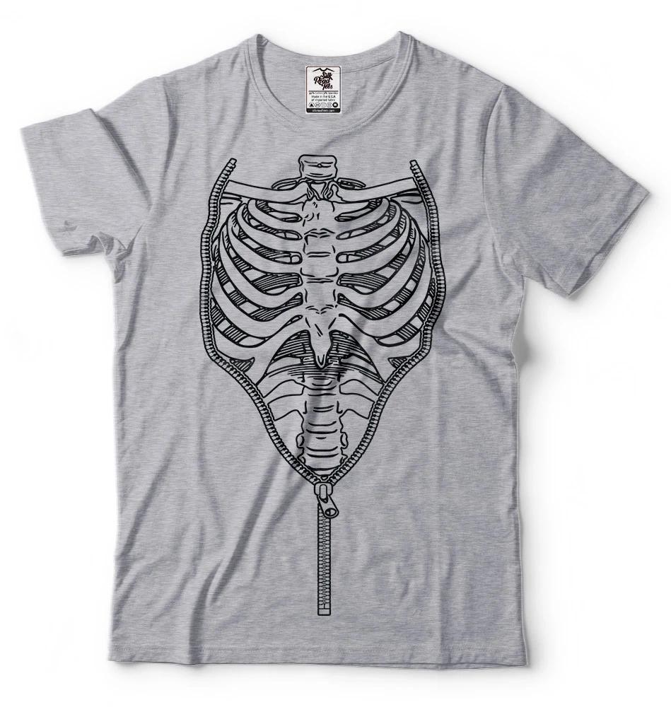 Halloween Skeleton Rib-cage Scary Tee Shirt Halloween Costume Tee 4XL