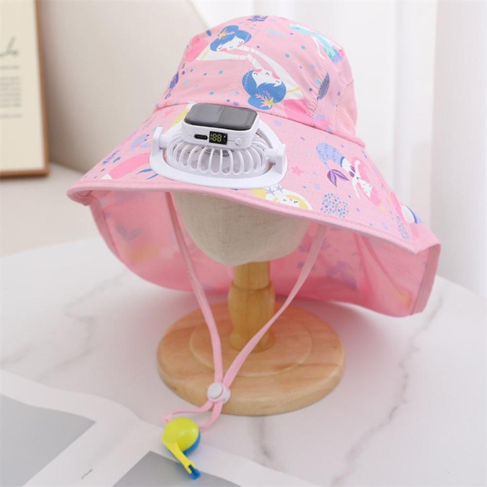 USB Charging Children Solar Fan Hat Anti-UV Sun Hat New Bucket Hat  Summer