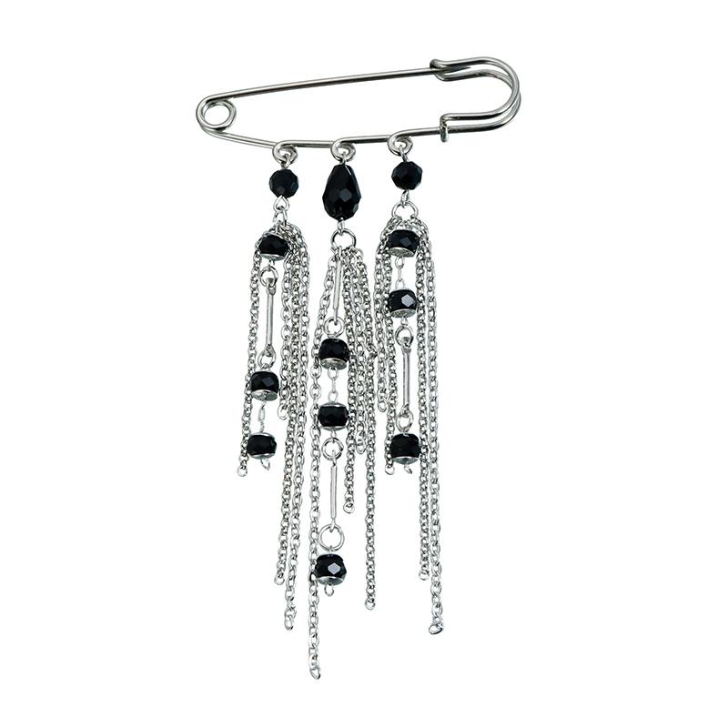 Hip Hop Trendy Imitation Pearl Tassel Chain Brooches For Men Women Waist-Shaping Fixed Pin Accessory Multi-Functional Jewelry