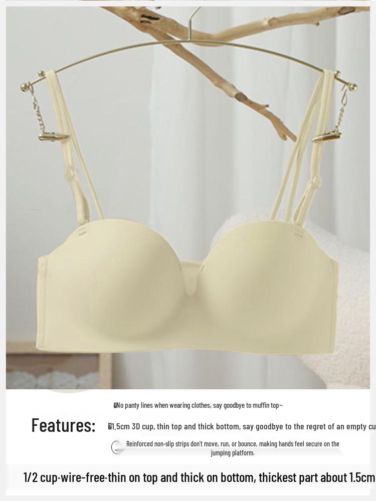 Strapless Push-Up Bra with Thin Straps for Small Breasts, Underwire-Free, Anti-Slip, Lifting and Shaping for a Beautiful Back
