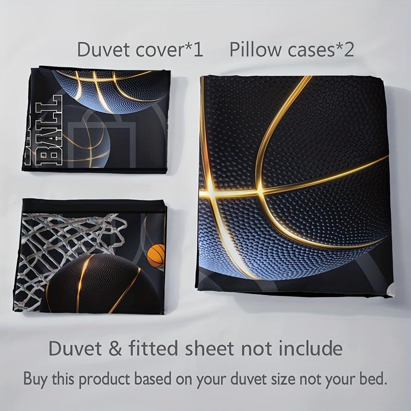 3Pcs Sports Basketball Duvet Cover Set (1 Duvet Cover + 2 Pillowcase Without Pillow Insert) Soft And Breathable Hd Printing