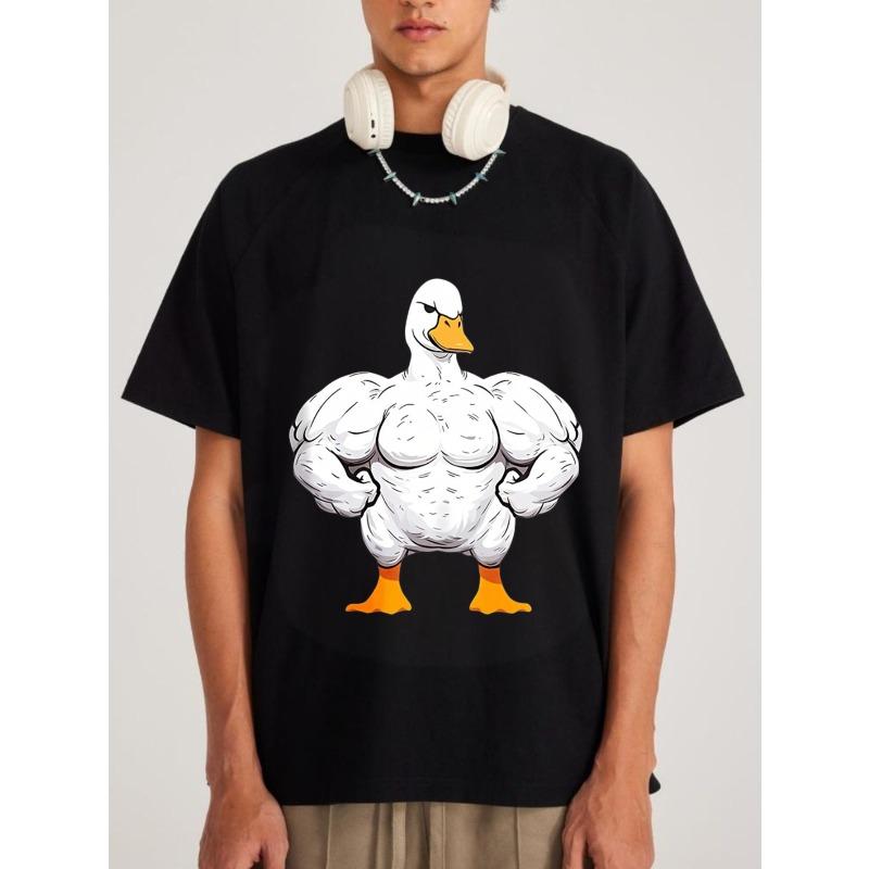 

Парная футболка Muscle Duck черная мультяшная утка с выпуклыми мышцами принт повседневная уличная одежда для мужчин и женщин S чёрный