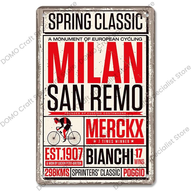 Placa de bicicleta Placa de lata de metal Ciclismo Corrida Vintage Metal Poster Wall Art Decor para Bike Club Garage Man Cave