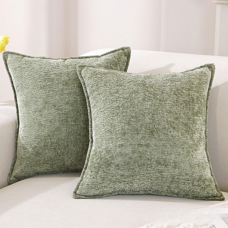 Large Size Thickened Chenille Throw Pillow Cover Removable Washable Solid Color Sofa Square Waist Cushion Case Home Decoration