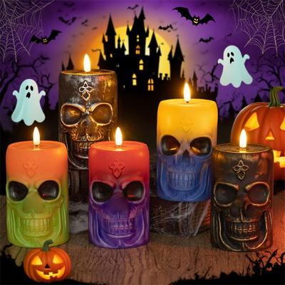 Halloween Horror Gradient Lamp, Retro Lamp Candle Haunted House Home Desktop Decoration
