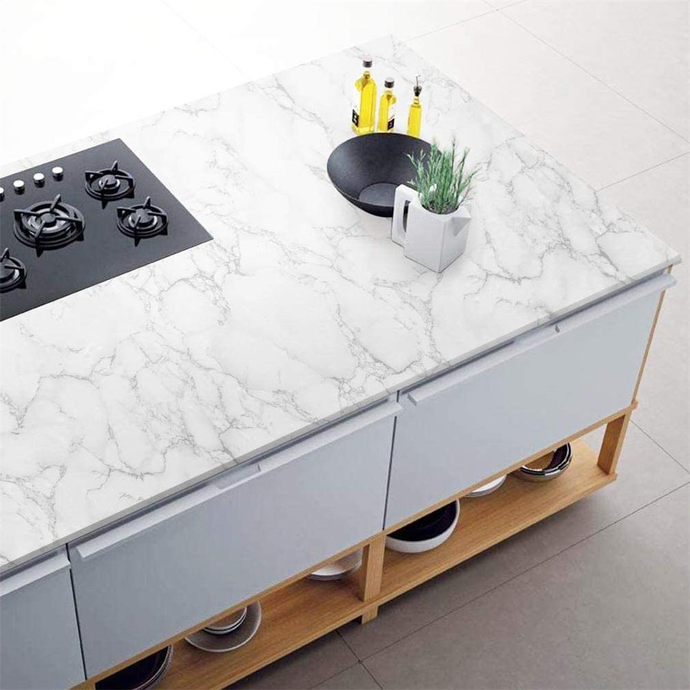 Marble Kitchen Oil-Proof Film Stove Water-Repellent Moisture-Proof Self-Adhesive Wall Cover Countertop Cabinet Renovation Tile Sticker