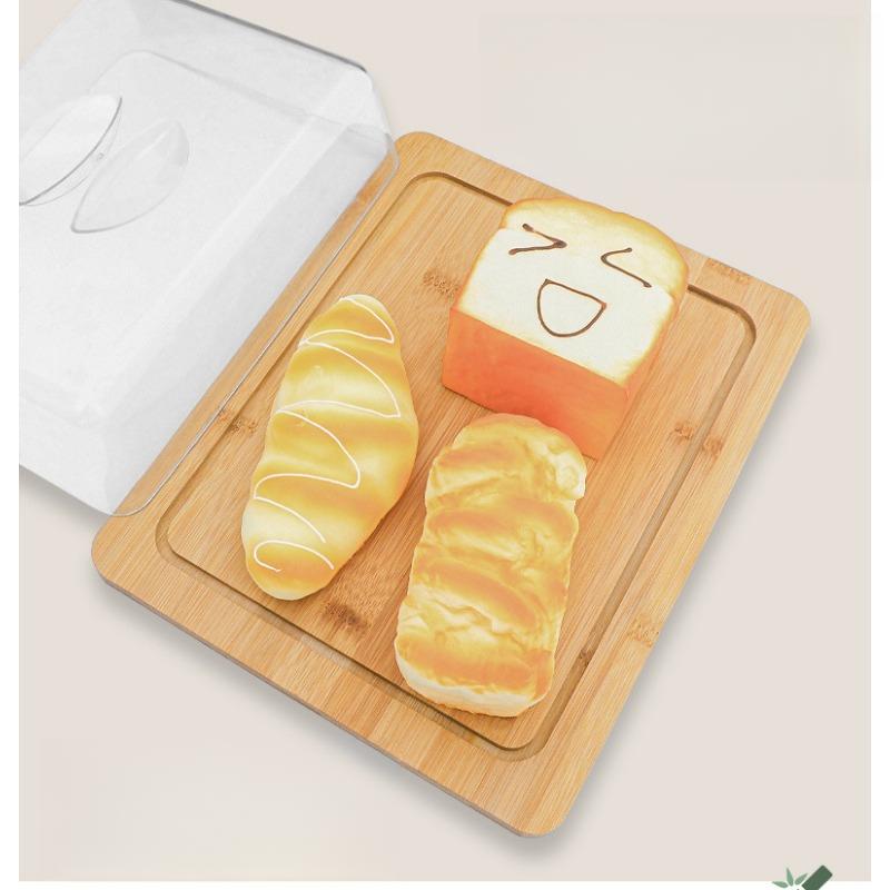 1pcs Bamboo Butter Container with Lid Transparent Butter Tray Cheese Storage Box Food Freshness Preservation Kitchen Organizer