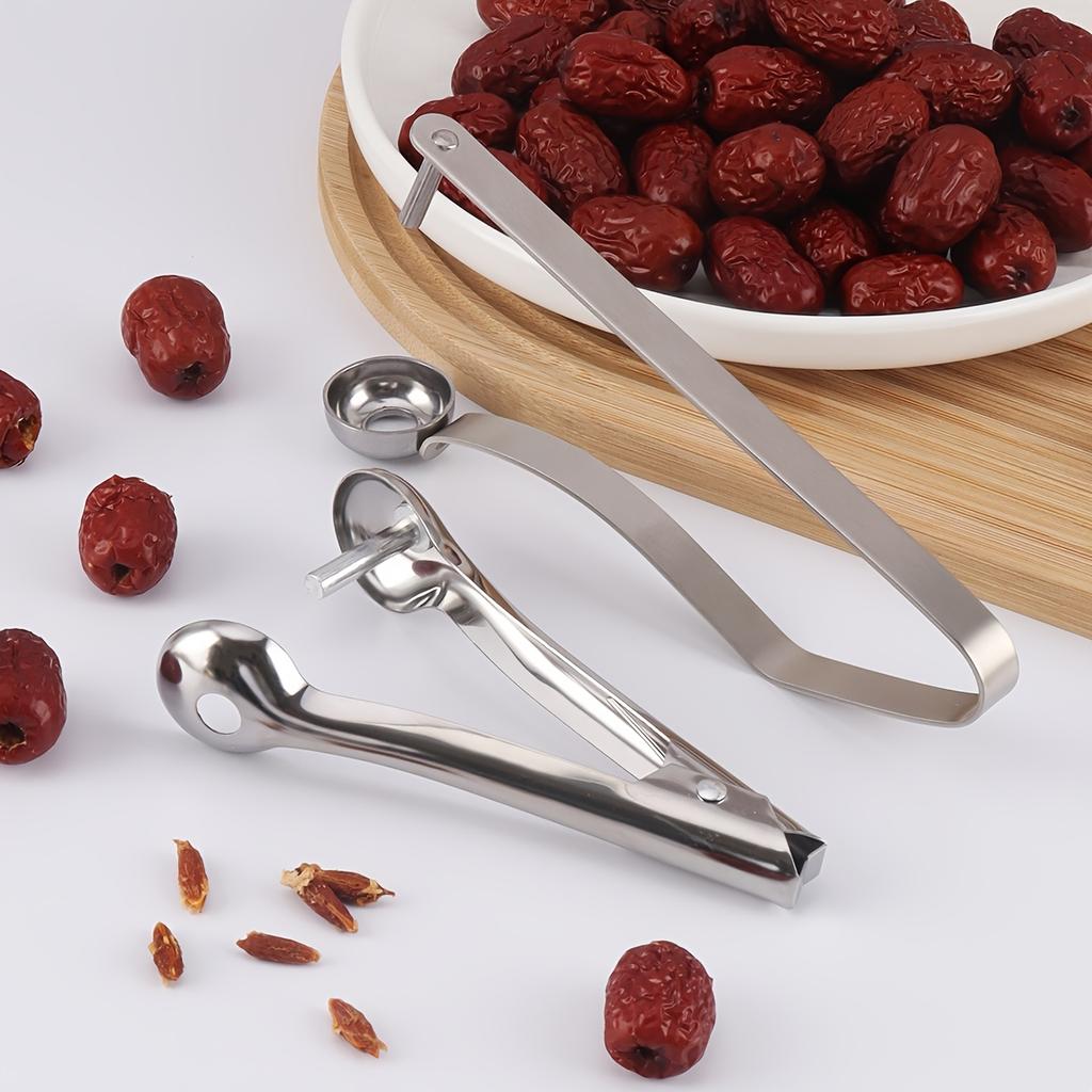 Dénoyautoir pour dattes rouges en acier inoxydable, Outil d'extraction de noyau de fruits pour cerises, aubépines, Outil de cuisine réutilisable pour dénoyauter