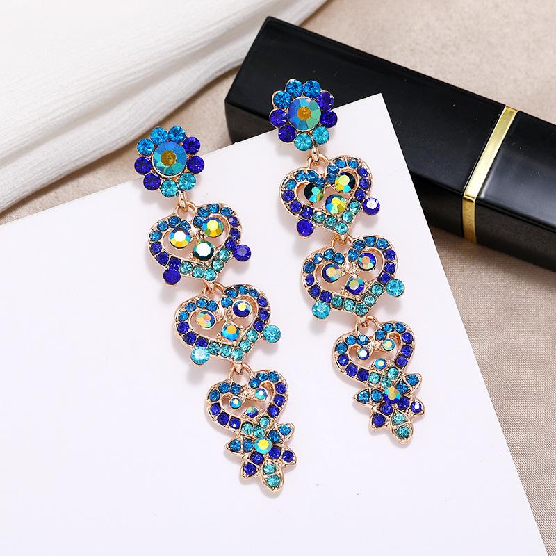 S925 silver needle niche baroque retro personalized crystal stud earrings women's fashion versatile long temperament earrings