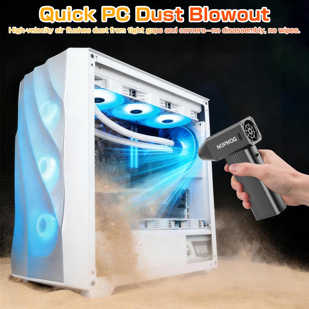 Type-C Charging Portable Car Snow Blowing and Cleaning Tool, 4-speed 130000RPM Electric Air Dust Collector, Turbine Fan Locomotive Accessories