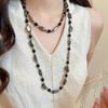 Bohemian Onregelmatig Geometrisch Schelp Glaskraal Dubbele Laag Lange Ketting Voor Vrouwen Trui Ketting