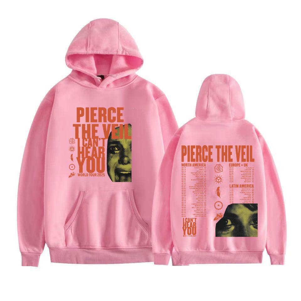Pierce The Veil I Can't Hear You Tour 2025 Kapuzenpullover Herren Damen Harajuku Hip Hop Rock Punk Sweatshirt Lässig Fleece Übergröße Hoodie