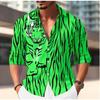 Men's Tiger Printed Long Sleeve Shirts Casual Cardigan New Button Holiday Fashion Shirts
