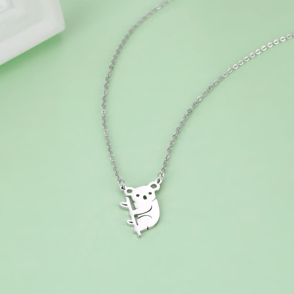 Cazador Australian Koala Pendant Necklaces for Women Stainless Steel Animal Cute Jewelry Collar Necklace Mother's Day Gift