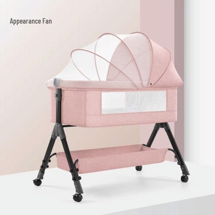 Multifunctional Foldable Baby Cradle Bed: Newborn Crib & Children's Bed with Mobile Splicing.