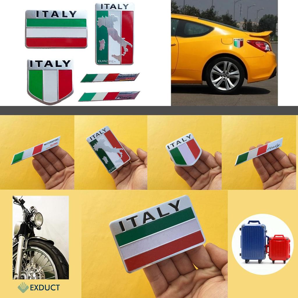 EXDUCT Aluminum Plate Italy Emblem Decoration Sticker National Flag Car