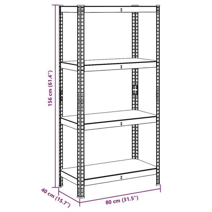 VidaXL 4-Tier Storage Rack Silver Steel and Engineered Wood, Garage Shelf, Garage Storage Shelf, 4016932