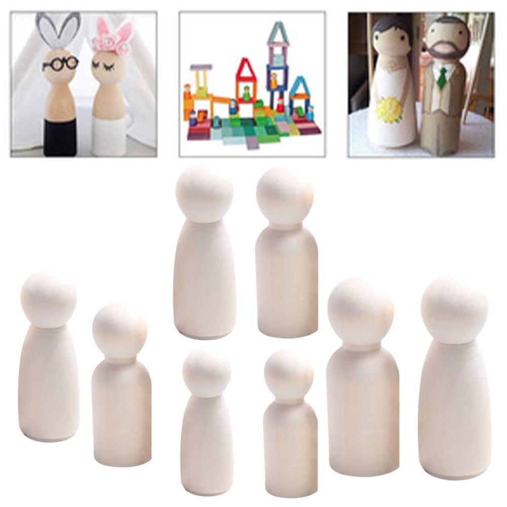 Wood Puppets Handmade Male Female Wedding Decoration Unpainted Figures Wooden Peg Doll Wood Crafts