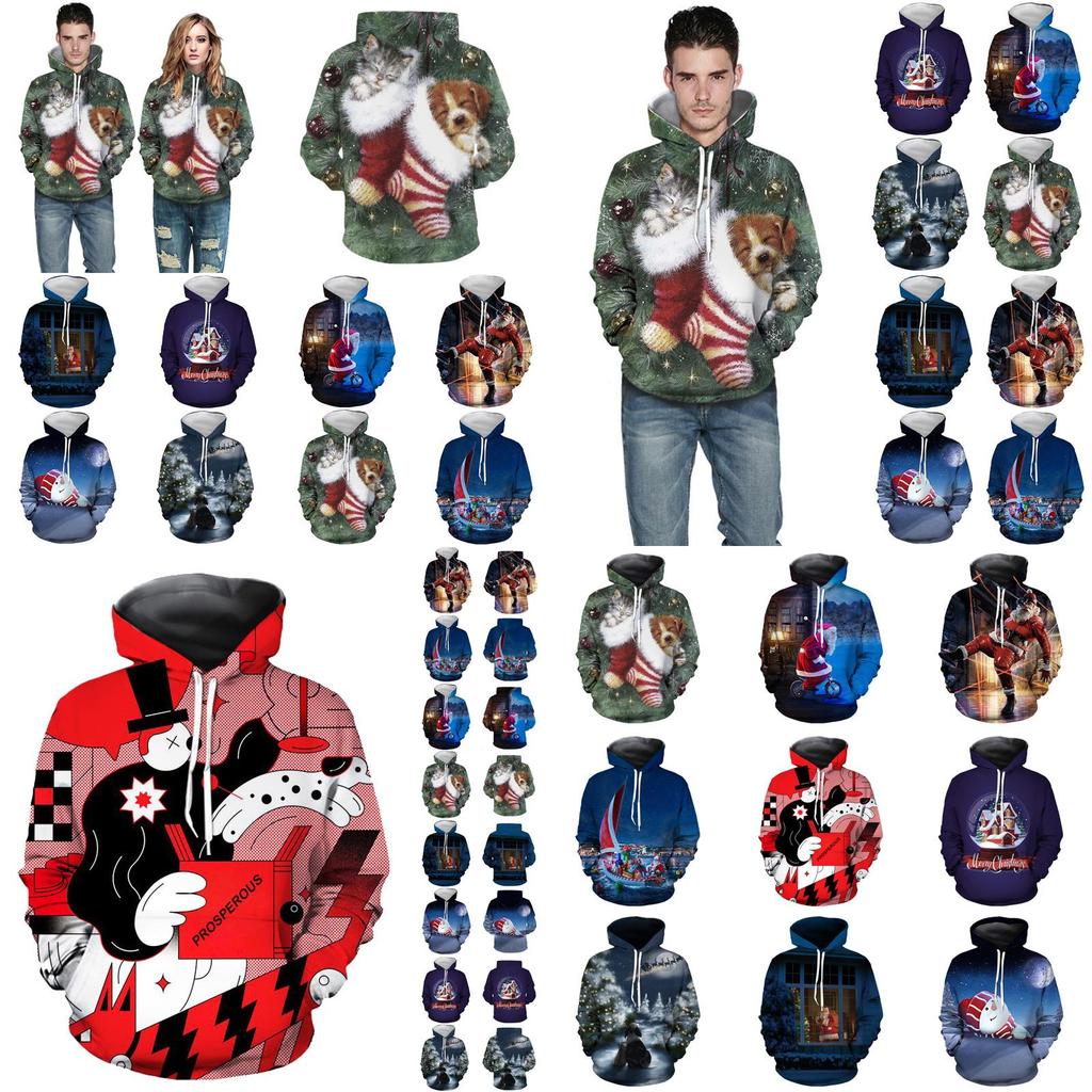 Cozy Soft Mens Womens Christmas 3d Ugly Hoodie Sweater Pullover For Xmas Parties