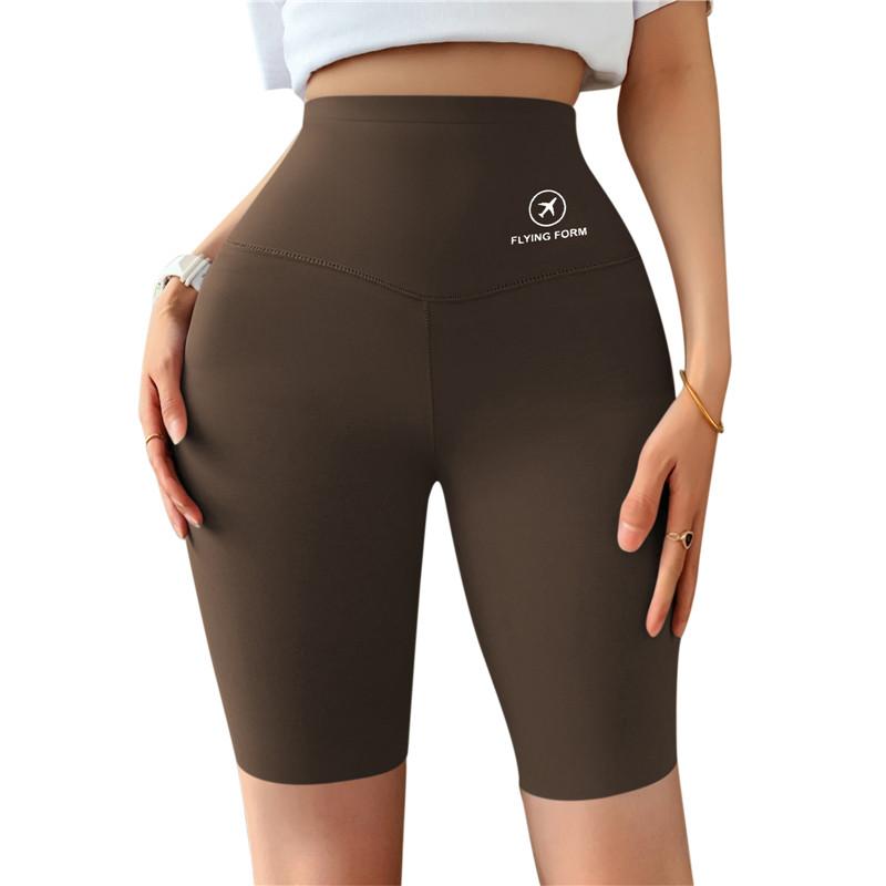 

Спортивные короткие леггинсы для тренажерного зала и фитнеса, шорты с эффектом пуш-ап, женские облегающие полубрюки для йоги, эластичные летние тонкие колготки с высокой талией XXL кофейный
