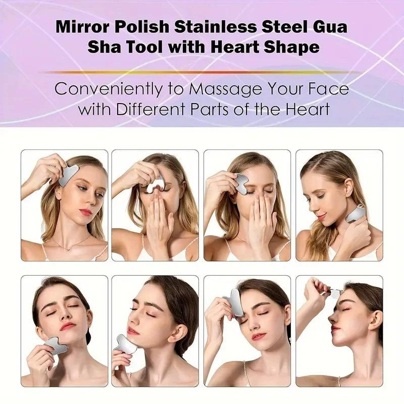 1/3/5/8pcs mix Stainless Steel Facial Scraping Tool Metal Scraper for Light Coffee Color Care Used for Body and Eye Massage