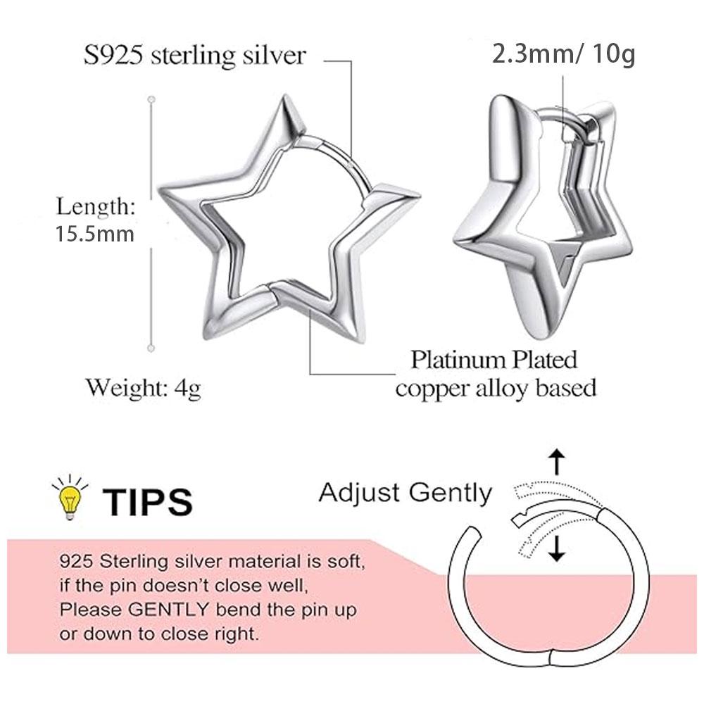 Hypoallergenic Starlike Earrings 18K Gold Plated Star Shape Hoop Earrings for Women Star Ear Buckle Minimalist Jewelry