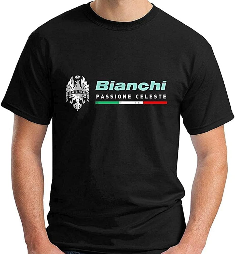 Bianchi Passione Celeste Bicle Men T Shirt Black L Black XL S