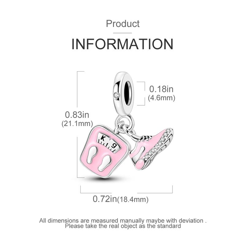 Charm Bead Components Copper Metal Pink Weighing Scale Sports Shoes Pendant Bead Components Compatible With Charm Bead Components Plata Authentic