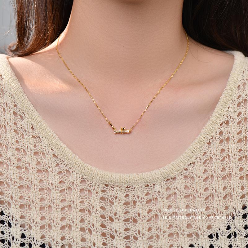 New Chinese Style Diamond Inlaid Bamboo Knot Necklace, Elegant and Versatile Design for Women, with A Sense of Chinese Style Collarbone Chain