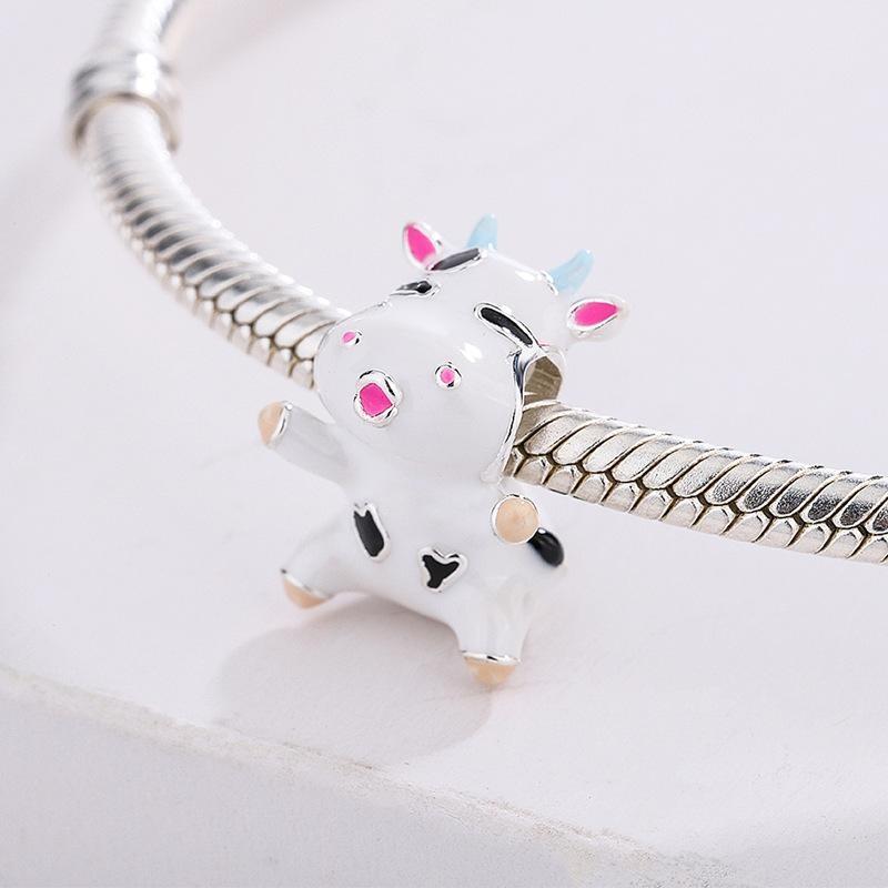 Copper Plated Cz Herocross Cartoon Rabbit Charm Family Mother Beads Stopper Fit Original European Bracelet Jewelry