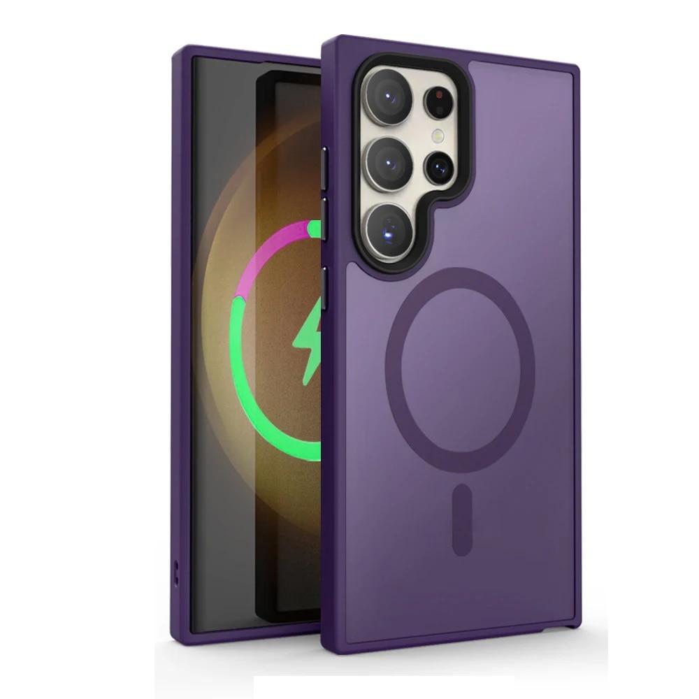 

Новый матовый чехол для телефона Samsung Galaxy S24 Ultra S23 S22 Plus S20 S21 FE, полупрозрачный магнитный чехол Magsafe для беспроводной зарядки For Galaxy S24