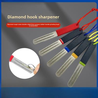 Diamond Hook Grinder, Fish Hook File, Hook Stone, Dual Color Handle, Sharpening Stone, Double-sided File
