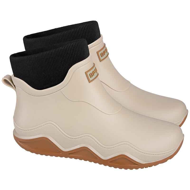 Water shoes short tube couple rain shoes men's low-top outer wear thick-soled shallow mouth non-slip rubber shoes men and women