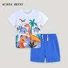 Summer Boys' European & American Style Short Sleeve Pullover Two-Piece Cartoon Set