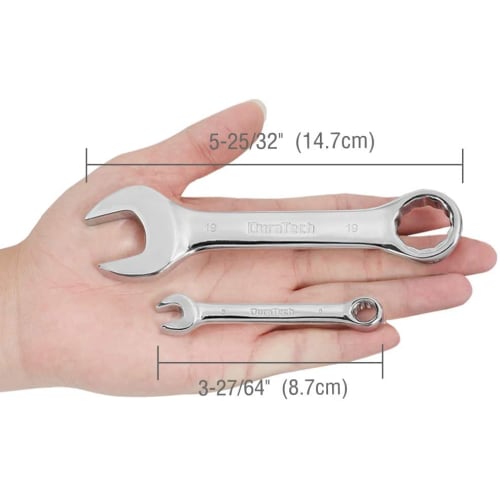 DURATECH Combination Wrench Set, Double-Ended, Dual-Head, 12-Piece Set, Short, 8-19mm, for Automotive Repair, Maintenance, Assembly, and DIY, Includes