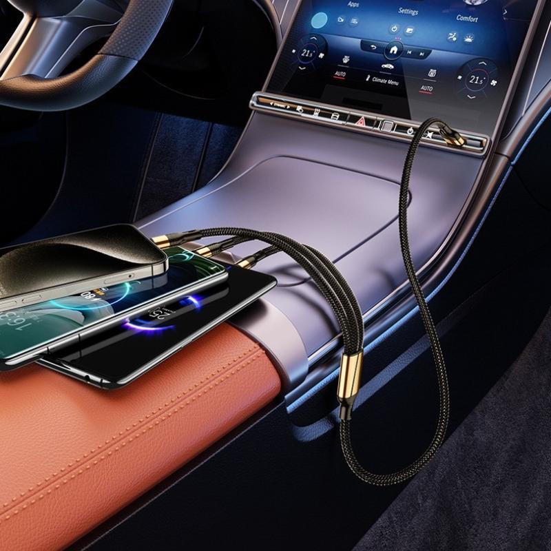 100W 3 in 1 USB Type C Cable USBA/ USBC To 3 Type C Fast Charging Cable Spliter Cord for iPhone17 Samsung Xiaomi Huawei